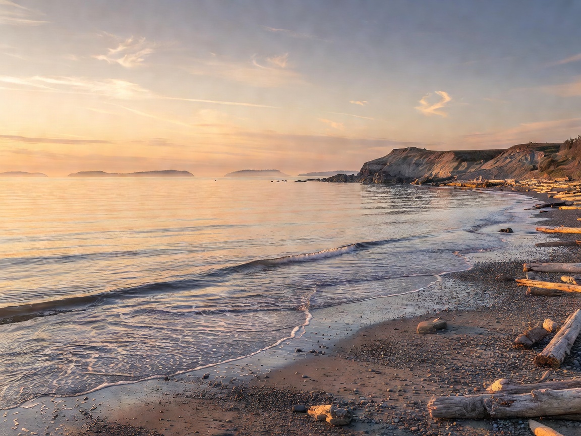 Scenic coastline at Point Roberts Washington overlooking Boundary Bay